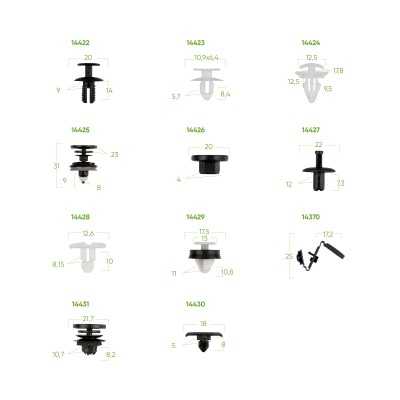 ÉTUI DE CLIPS EN PLASTIQUE POUR PANNEAUX DE PORTE/MOLDINGS/TAPISSERIE VAG/SIÈGE/SKODA 79 PCS