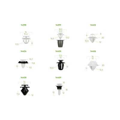 ÉTUI DE CLIPS EN PLASTIQUE POUR MOLDINGS PEUGEOT/CITROËN 80 PCS