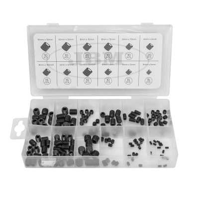 ASSORTIMENT DE VIS SANS TÊTE À SIX PANS CREUX MÉTRIQUES 160 PIÈCES