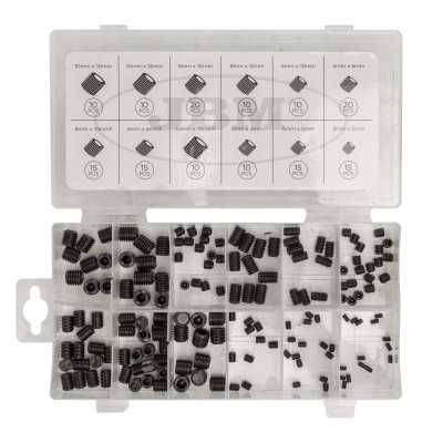 ASSORTIMENT DE VIS SANS TÊTE À SIX PANS CREUX MÉTRIQUES 160 PIÈCES