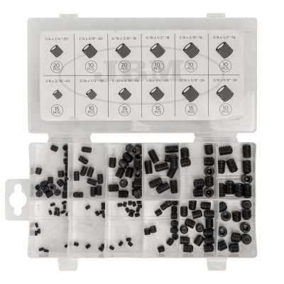 ASSORTIMENT DE VIS SANS TÊTE À TÊTE HEXAGONALE SAE 160 PIÈCES