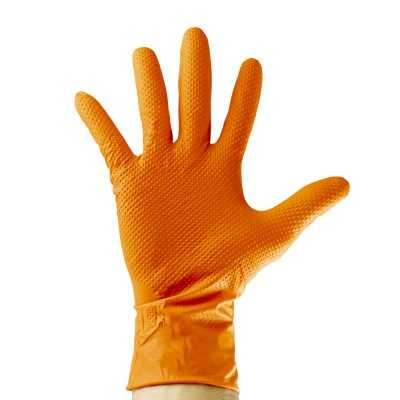 GANTS ORANGES EN NITRILE, ÉPAISSEUR DE 7,0 MIL, TAILLE : XL (100 GANTS) TEXTURE DIAMANT
