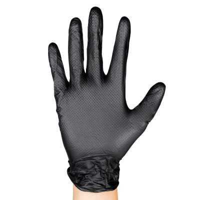 BOÎTE DE GANTS NOIRS EN NITRILE T:L 7,0MIL XL (100 GANTS) TEXTURE DIAMANT