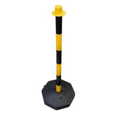 POTEAU DE PLASTIQUE POUR CHAINES - JAUNE / NOIR