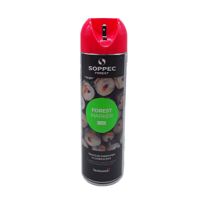 BOMBE TRACEUR DE MARQUAGE FORESTIER FLUORESCENT ROUGE 500ML - 6/12 MOIS - SOPPEC