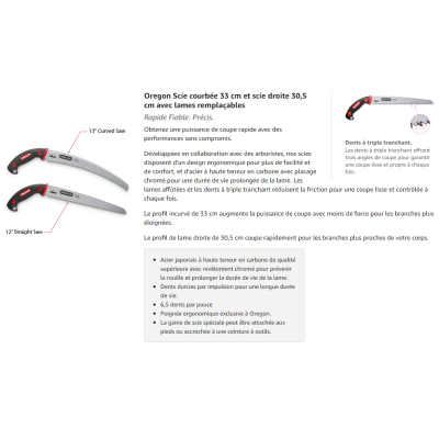 SCIE ARBORISTE A MAIN DROITE AVEC FOURREAU - 30.5 CM - (Blister - PAV) - OREGON