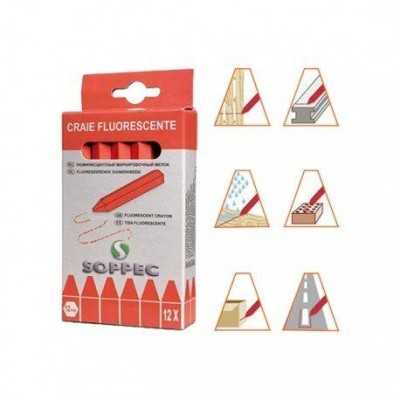 CRAIE DE MARQUAGE ROUGE FLUO (BOITE DE 12 CRAIES) - SOPPEC (Blister - PAV)