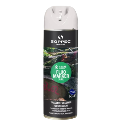 BOMBE TRACEUR DE MARQUAGE FORESTIER FLUO 12-24 MOIS FLUO MARKER BLANC 500ML - SOPPEC