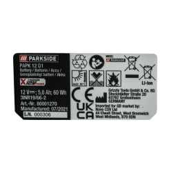 BATTERIE 12V / 5.0Ah - PAPK 12 D1 - 80001270