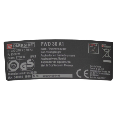 MOTEUR POUR ASPIRATEURS PARKSIDE PWD 30 A1 - REF: 72079557